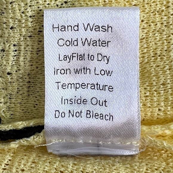 Misook Womens Career Jacket 2X Yellow Black Open Front 3/4 Sleeve Fringe Trim - Picture 8 of 8